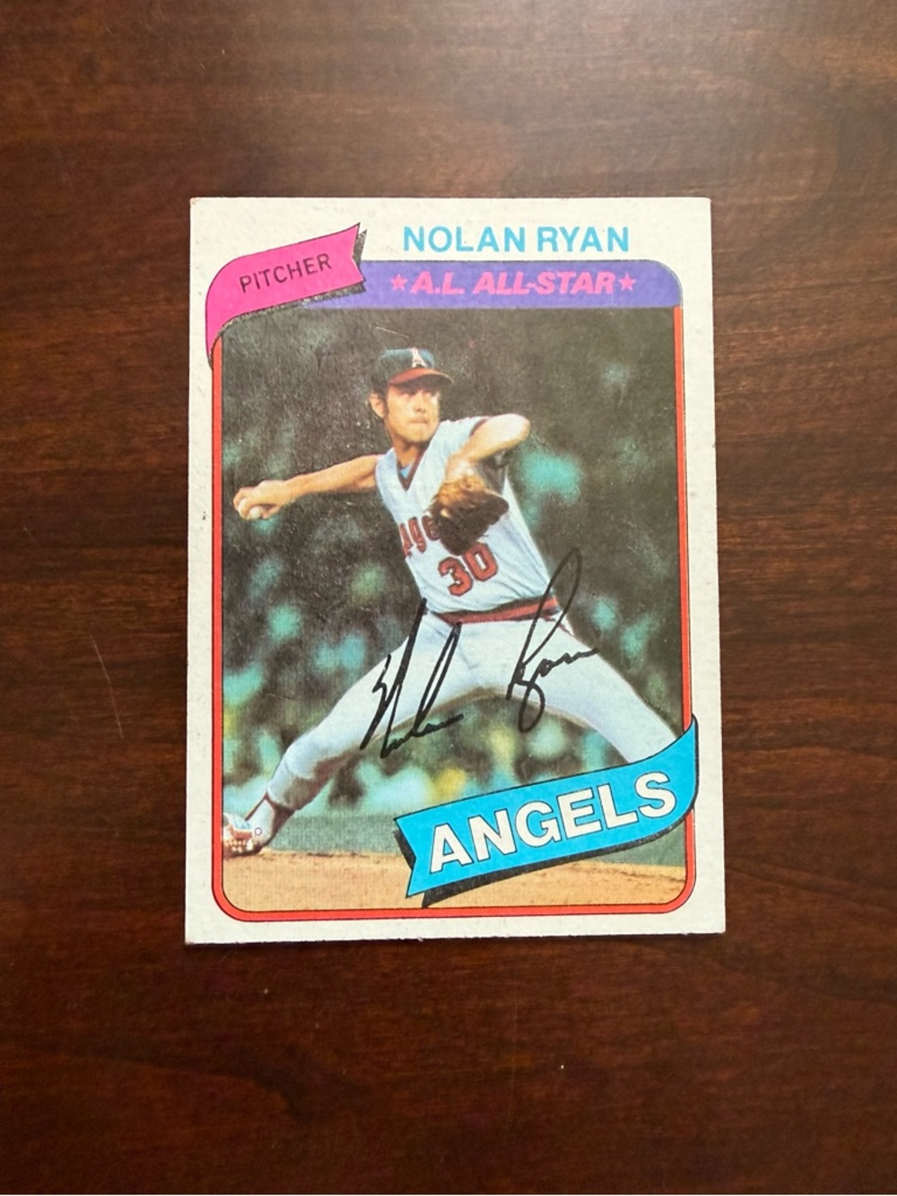 Nolan Ryan 1980 Topps #580 Baseball Card, AL All-Star, California Angels - Pitch